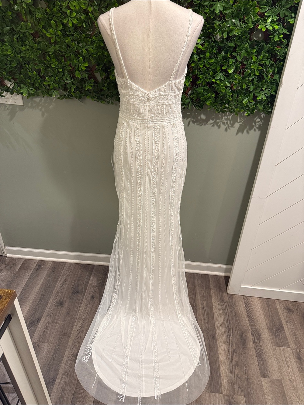 NWT- Stunning Vow White Beaded Sequin Maxi Dress - Picture 10 of 16